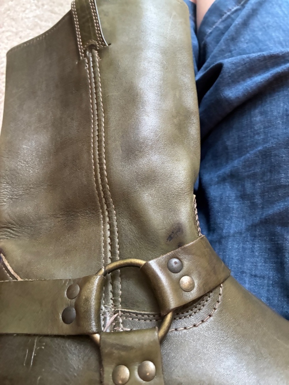 Frye Harness 12R Boots Rare Olive Green - Picture 11 of 12
